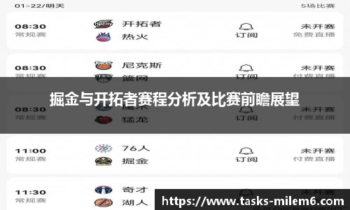 掘金与开拓者赛程分析及比赛前瞻展望